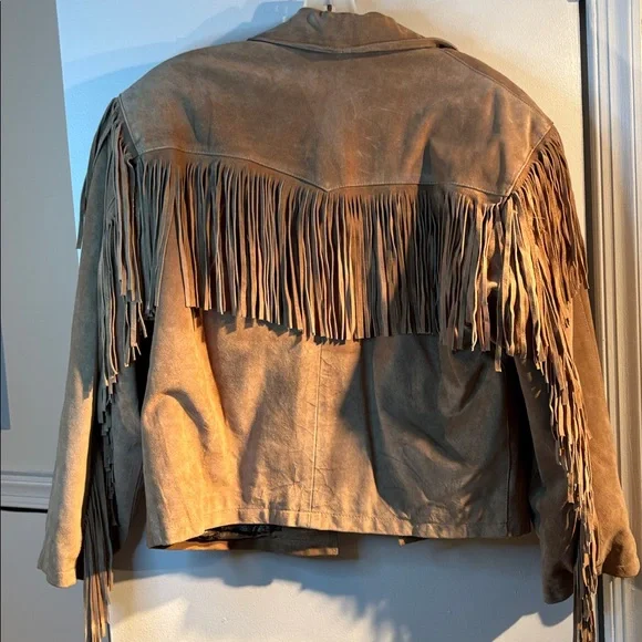 Vtg 80s Genuine suede leather jacket w shoulder pads. Sz roomy M. Made in Spain - Picture 8 of 10